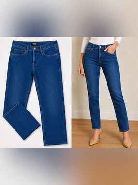 PAIGE Normandie Slim Straight Blue Jeans Women’s 31 Classic Mid Rise Fit